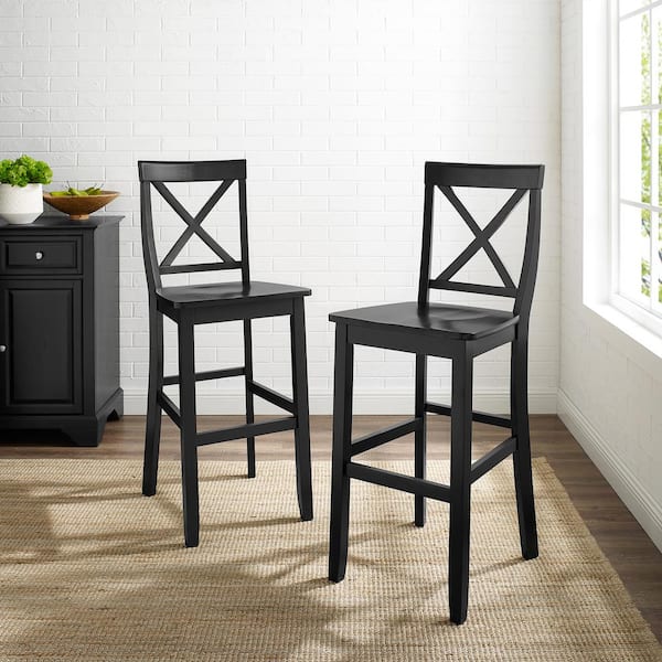 Crosley 30 in. Black X-Back Bar Stool (Set Of Two)