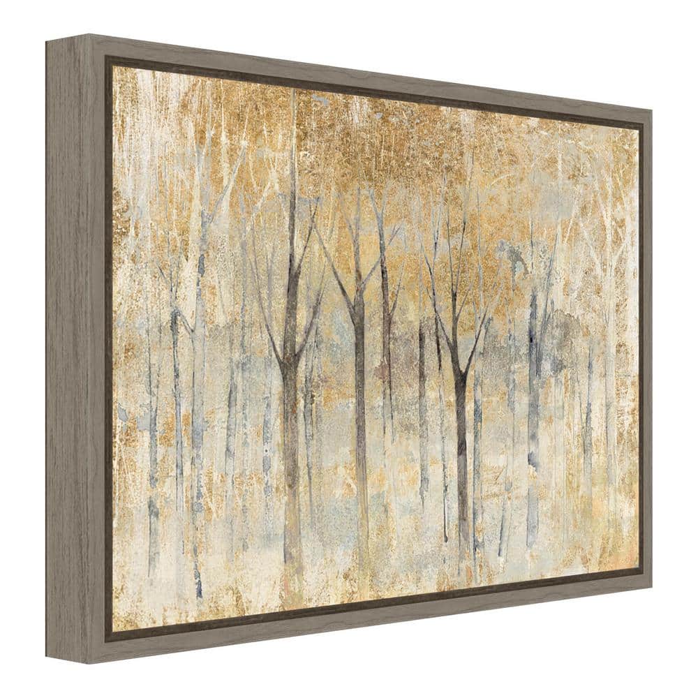 Autumn Gold Abstract Impressionist Framed Canvas Wall Art