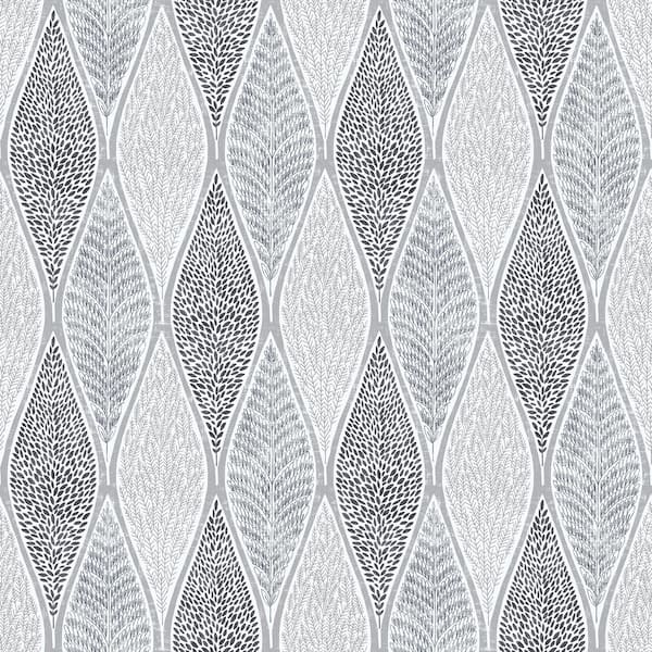Unbranded Nordic Elements Silver Teardrop Leaves Metallic Finish Non-Pasted Non-Woven Wallpaper Sample