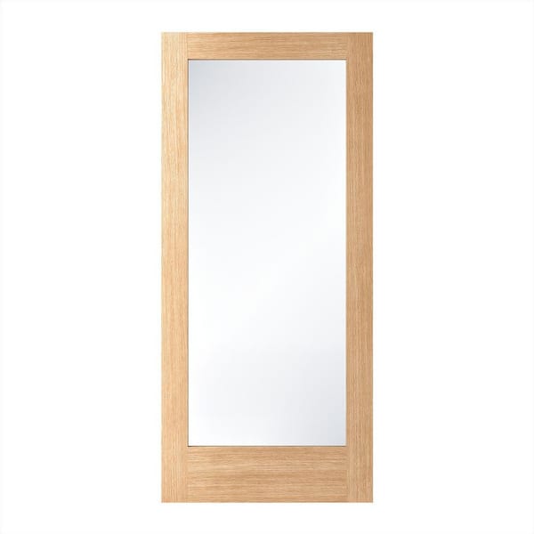 Bristol 32 in. x 96 in. Universal/Reversible Full Lite Clear Glass White Oak Unfinished Wood Front Door Slab