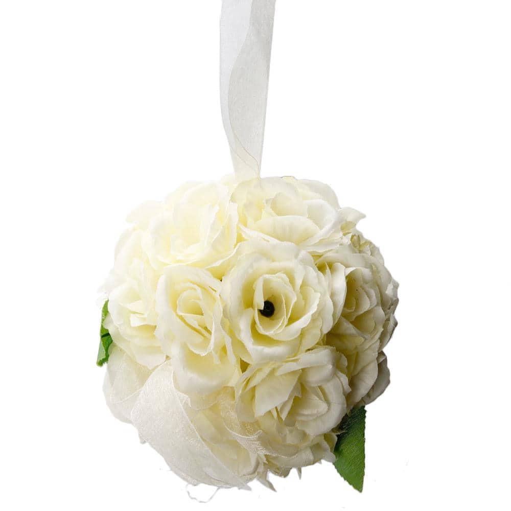 4.7 in. Ivory Cream Rose Ball Wedding Flower Decoration (Ball Flower)
