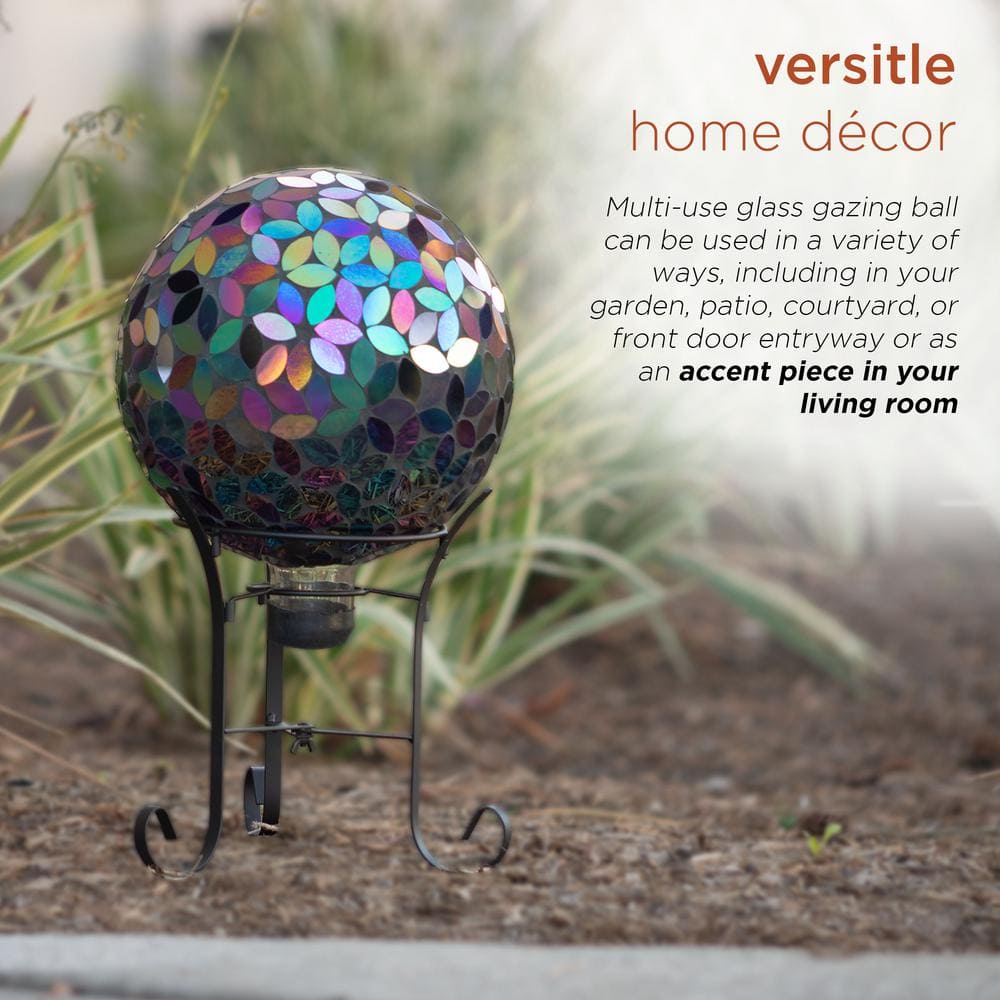 Purple Iridescent Mosaic Glass Gazing Globe, 10" Diameter