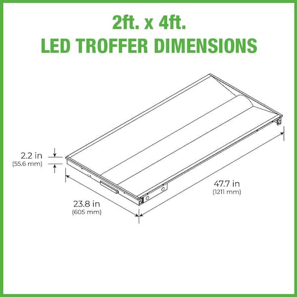 ETi 2 ft. Depot Troffer LED 4000K Home 5000K ft. 64702301-8PK 39W/32W/29W/24W 5850-Lumens Dimmable Integrated x Center The 3500K (8-Pack) - 4 Light Basket