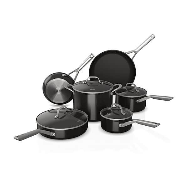 NINJA Foodi NeverStick 10-Piece Stainless Steel Nonstick Cookware Set with Lids in Black