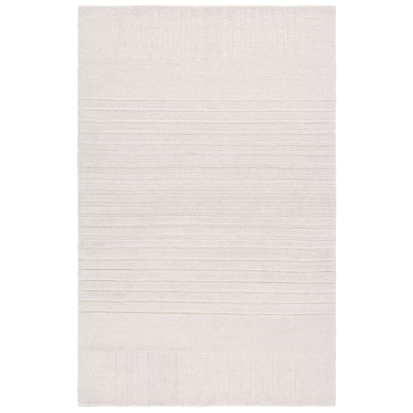 Ebony 8 ft. x 10 ft. Ivory Striped High-Low Area Rug