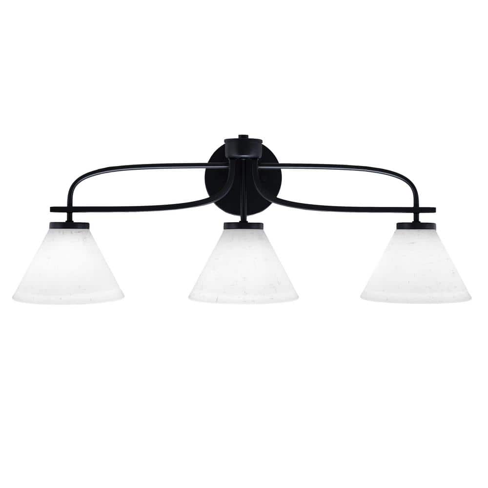 Olympia 28.5 in. 3-Light Matte Black Vanity Light 3R913MB312 - The Home Depot