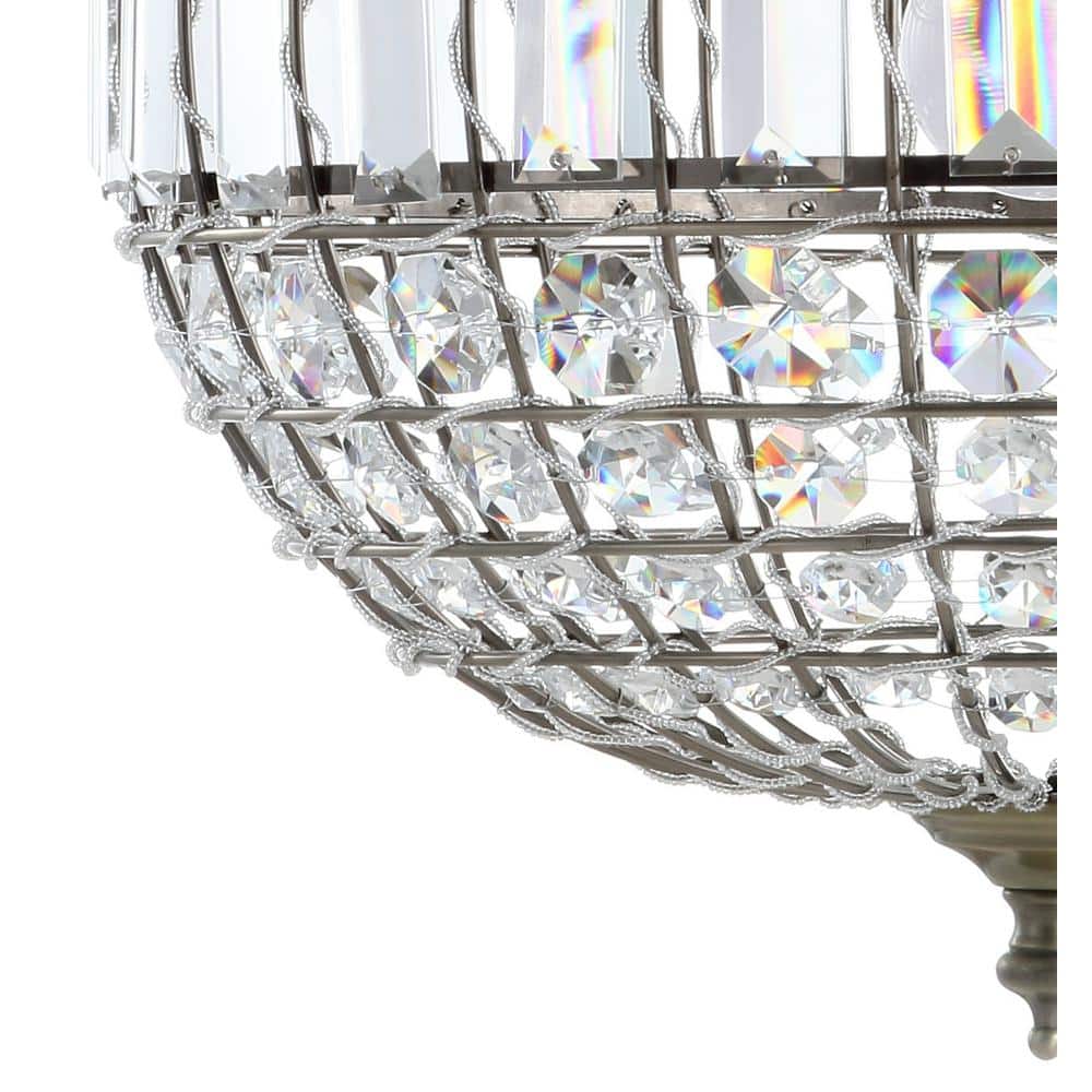 Georgina 16" Antique Brass Crystal LED Drum Pendant