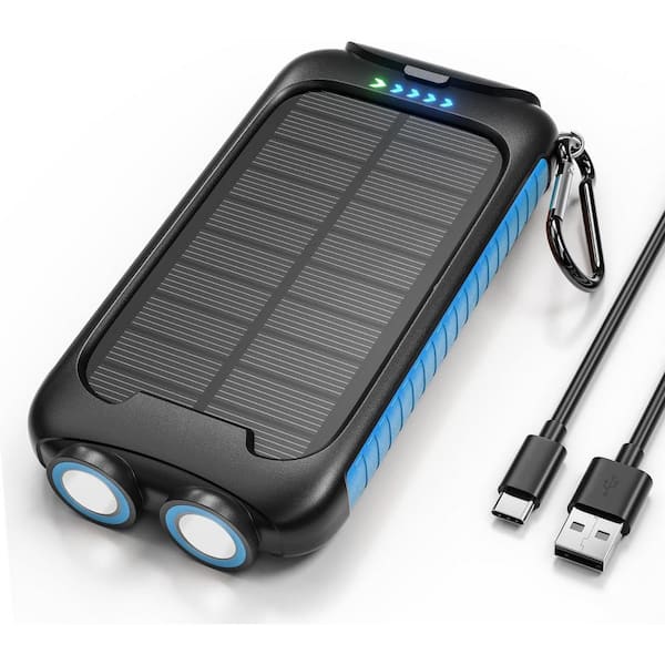 38800mAh Portable Solar Charger Power Bank with Dual LED Flashlight and 15W Fast Charging, Waterproof