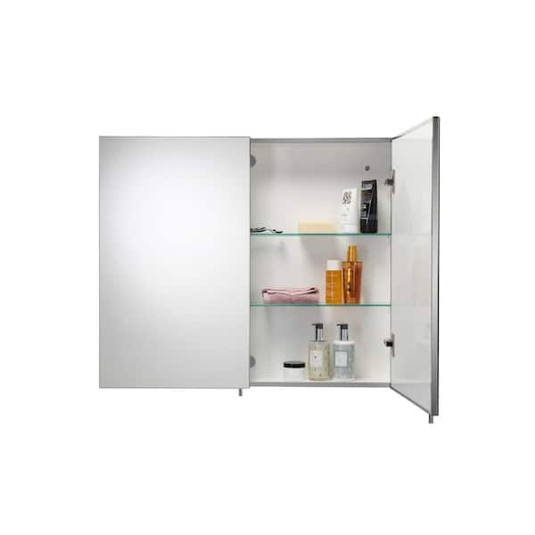 Croydex 31.5-in x 26-in Surface Mount Stainless Steel Mirrored Medicine Cabinet