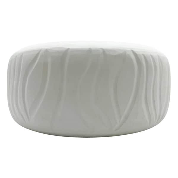 castellousa White 4 in. Wavy Textured Glass Round Vase