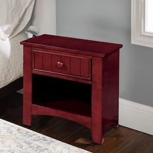 19 in. Brown 1-Drawer Wooden Nightstand