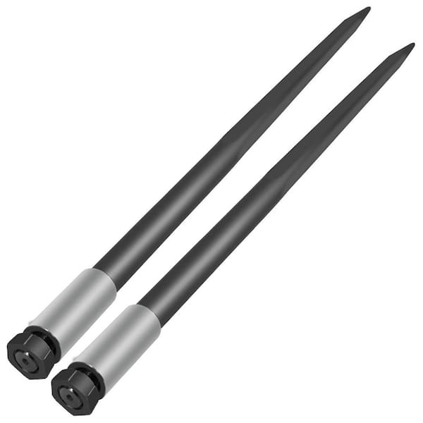 VEVOR 49 in. Hay Spear Spike Quick Attach Garden Forks 4000 lbs. with Hex Nut and Sleeve for Buckets Tractors (2-Pieces)