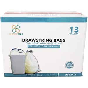 24 in. W x 31 in. H 13 Gal. 1.2 mil White Drawstring Bags (200- Count)