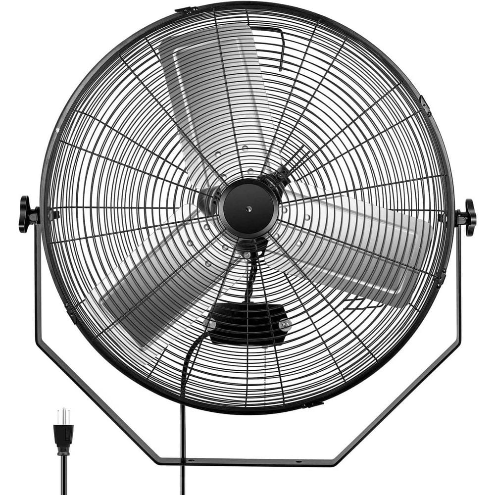 Powerful Silent Industrial 24 in. 3 fan speeds Wall Fan in Black with High 
