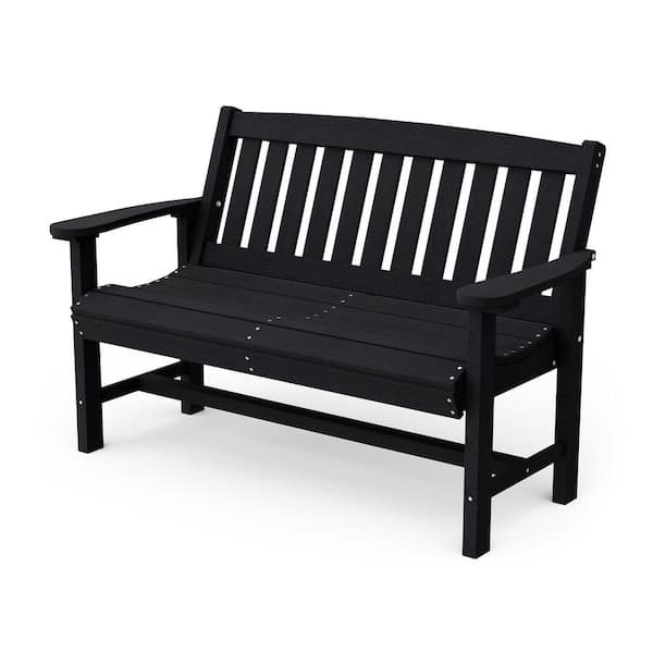 Wildridge Classic Black HDPE Plastic Outdoor Mission Bench