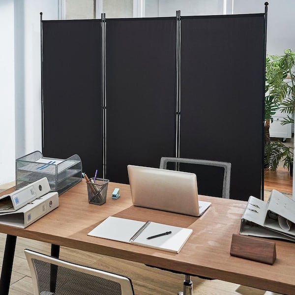Room Divider 6.1 ft. Freestanding and Folding Privacy Screens 3 Panel for Office Bedroom Study (Black)