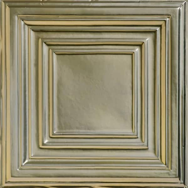 FROM PLAIN TO BEAUTIFUL IN HOURS Williamsburg Gold Nugget 2 ft. x 2 ft. Decorative Tin Style Lay-in Ceiling Tile (24 sq. ft./case)