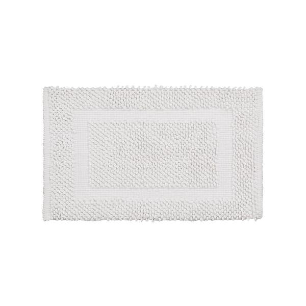 Jean Pierre New York Sophie Border White 27 in. x 45 in. Cotton Textured Bath Mat