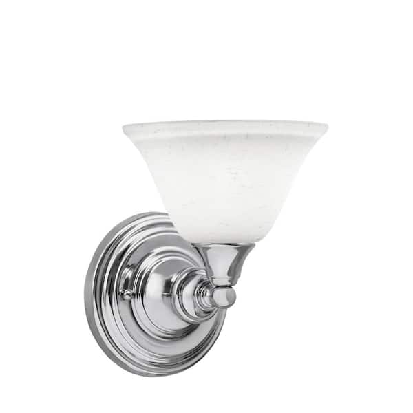 Unbranded Fulton 1 Light Chrome Wall Sconce 7 in. White Muslin Glass