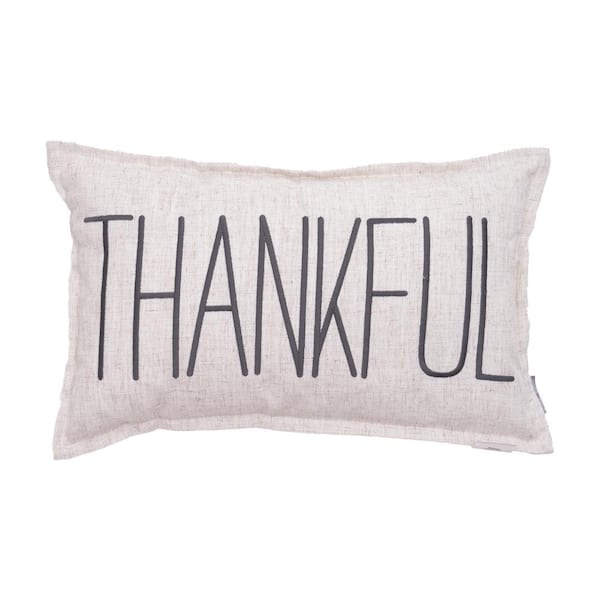 EverGrace Waska Linen Pillow 20 in. x 12 in. Thankful