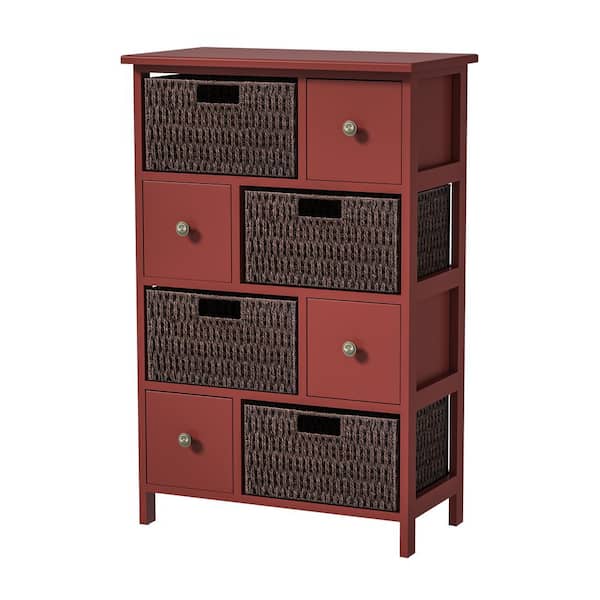 Red Accent Cabinet With 4 Drawers And Baskets For Kitchen Dining Entrance Bedroom Zy P538703 Red Accent Cabinet With 4 Drawers And Baskets For Kitchen Dining Entrance Bedroom, Red Accent Cabinet In Bathroom