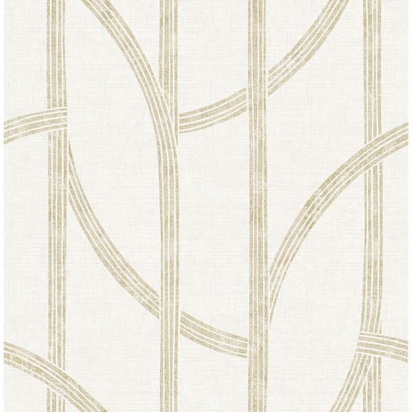 A-Street Prints Harlow Gold Curved Contours Textured Non-pasted Paper Wallpaper