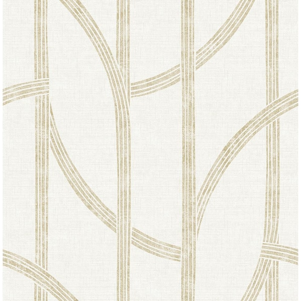 A-Street Prints Harlow Gold Curved Contours Wallpaper Sample