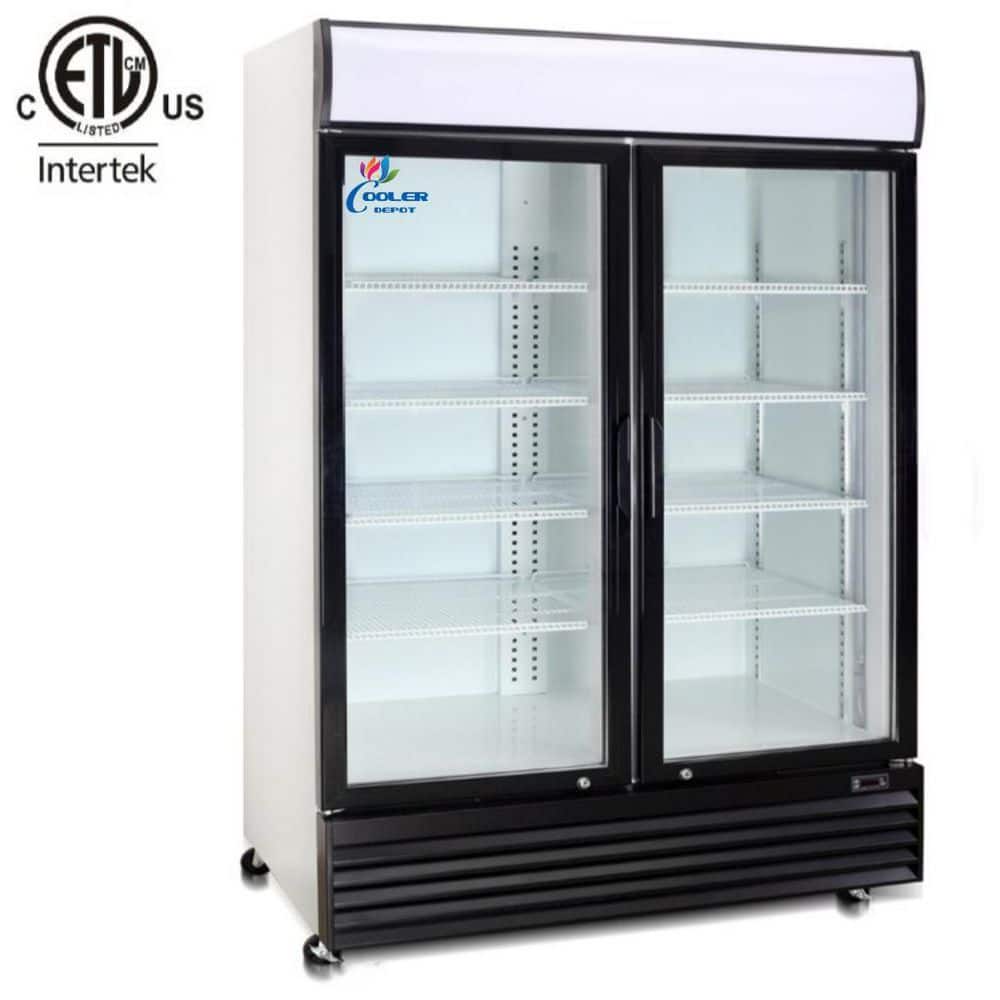 52 in. W 29 cu. ft. Commercial Refrigerator Merchandiser with 2-Swing Glass Doors in White Coated Steel