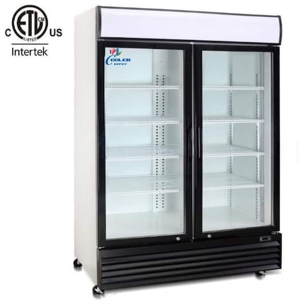 52 in. W 29 cu. ft. Commercial Refrigerator Merchandiser with 2-Swing Glass Doors in White Coated Steel