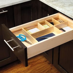 2.5 in. H x 9.88 in. W x 19.13 in. D Maple Wood Customizable Drop In Kitchen Cutlery Drawer Organizer