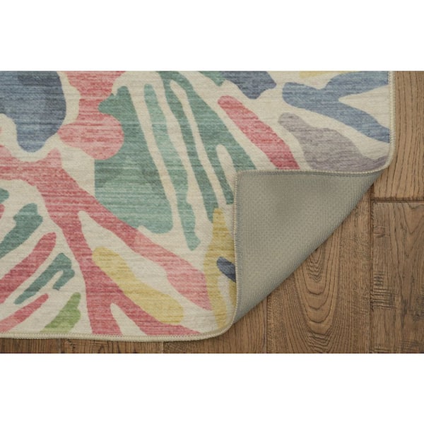 Tempte Grey and Green 7 ft. W x 9 ft. L Washable Polyester Indoor/Outdoor Area Rug