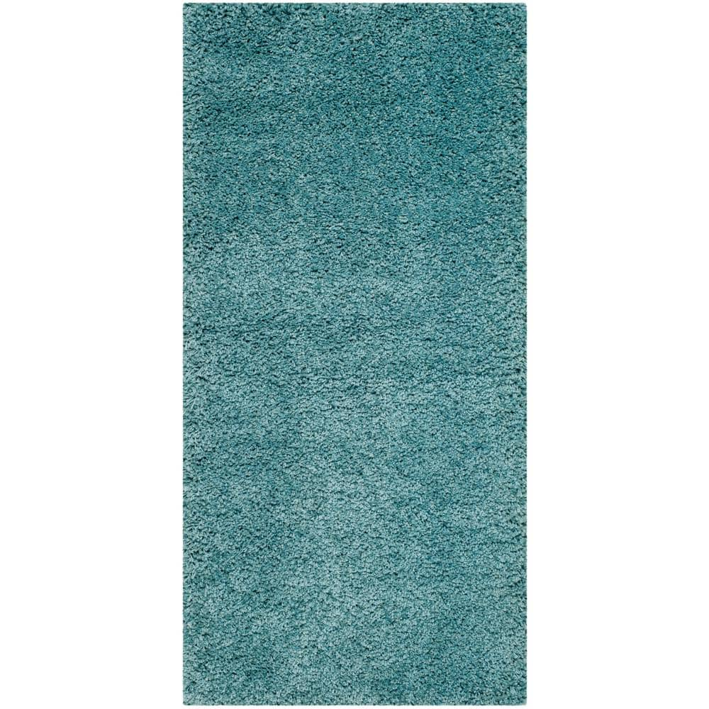 SAFAVIEH Milan Shag Doormat 2 ft. x 4 ft. Aqua Blue Solid Area Rug ...