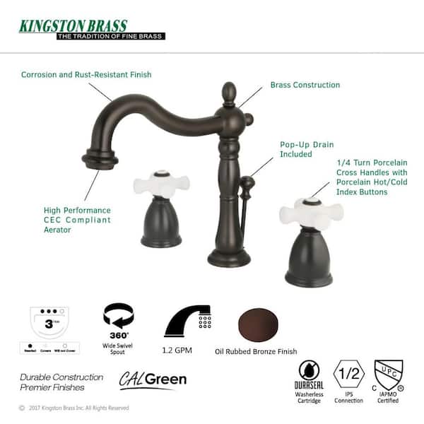 Heritage 8 in. Widespread 2-Handle Bathroom Faucet in Oil Rubbed Bronze