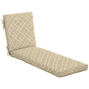 21 in. x 24 in. Almond Biscotti Trellis Outdoor Chaise Lounge Cushion