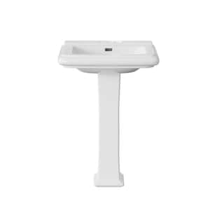 26.2 in. W 19.5 in. D 34.4 in. H Vitreous China Pedestal Combo Bathroom Sink in White with Overflow Drain