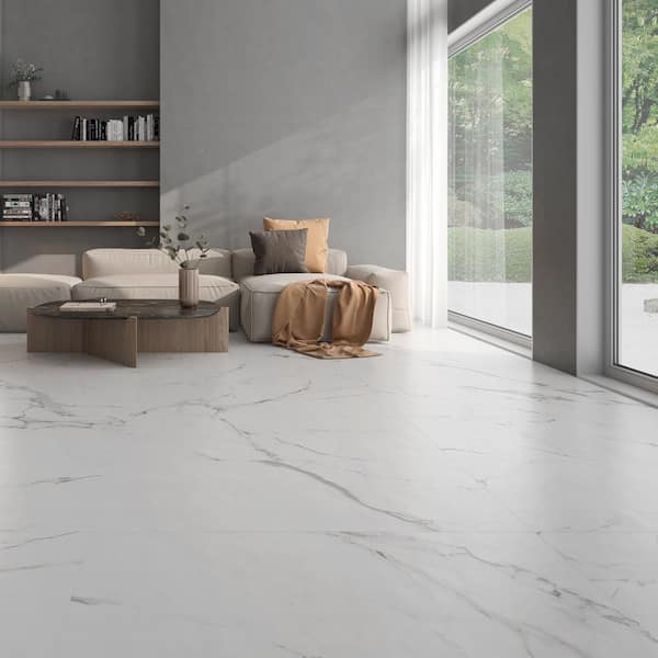 Statuario White 24 in. x 48 in. Textured Matte Subway Porcelain Wall and Floor Tile (15.5 Sq. Ft. /Case)