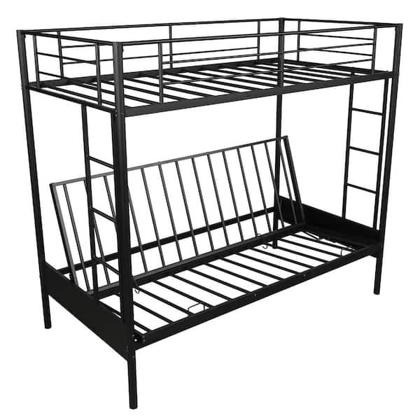 Black Twin Over Full Metal Bunk Bed, Twin Over Full Futon Metal Bunk Bed Assembly Instructions