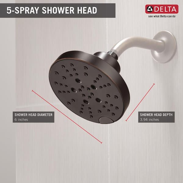 Pivotal 5-Spray 6 in. Single Wall Mount Fixed Rain H2Okinetic Shower Head in Venetian Bronze Pivotal 5-Spray 6 in. Single Wall Mount Fixed Rain H2Okinetic Shower Head in Venetian Bronze