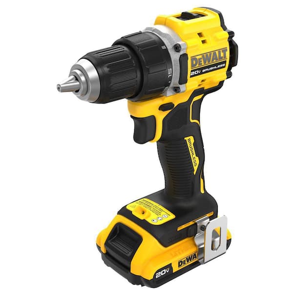 DEWALT ATOMIC 20 Volt Lithium Ion Cordless Compact 1 2 in. Drill Driver and 4.5 in. 5 in. Grinder with 2Ah Battery Charger DCD794D1WCG412B The Home Depot