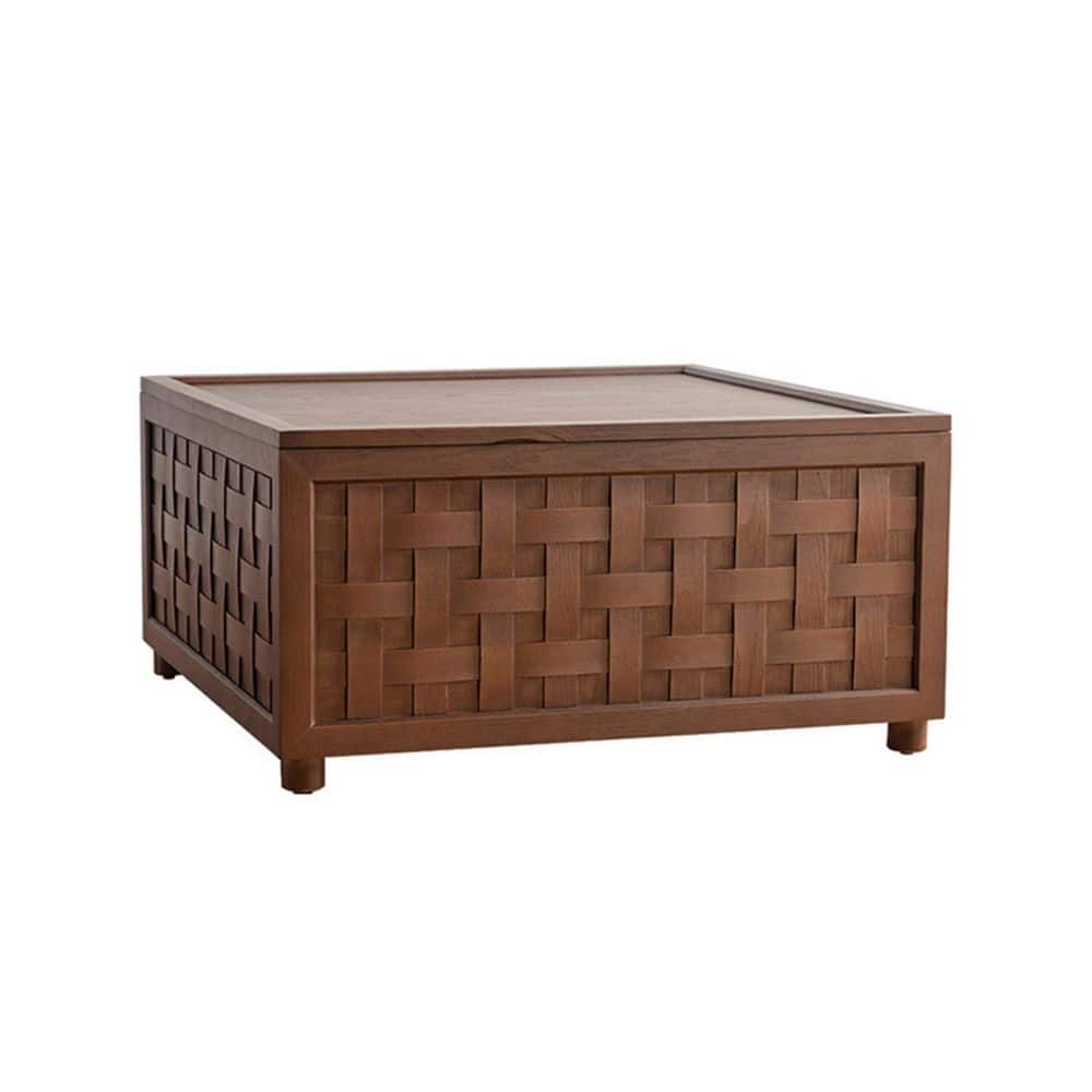Courtney 31.50 in. Walnut Large Square MDF Solid Wood Coffee Table with Storage