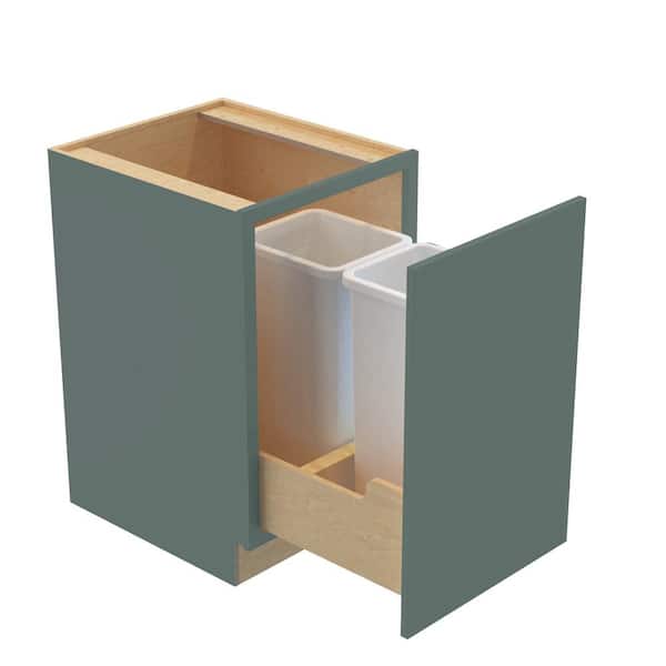 Home Decorators Collection Hargrove 18 in. W x 24 in. D x 34.5 in. H Assembled Plywood Trash Can Kitchen Cabinet in Verdant Green with Soft Close