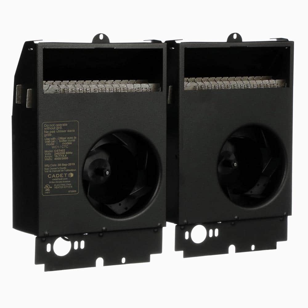 Black Twin Fan-Forced Electric Wall Heater with Thermostat