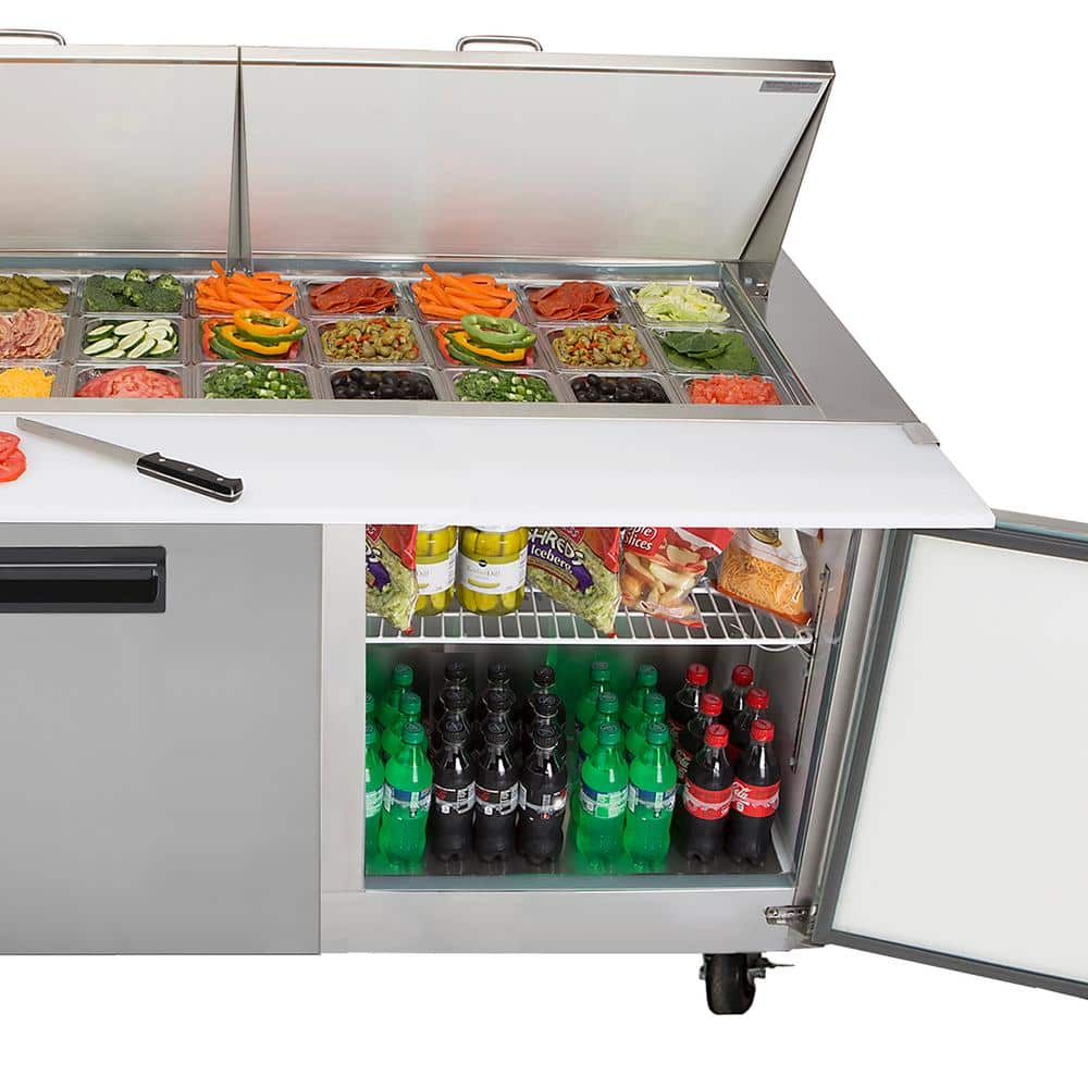 Stainless Steel 18 Cu Ft 3-Door Commercial Prep Refrigerator