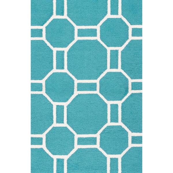 Rizzy Home Azzura Hill Teal Geometric 4 ft. x 6 ft. Indoor/Outdoor Area Rug