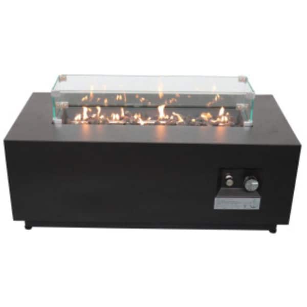 Black 42 in. Outdoor Steel Fire Pit Table with Lid