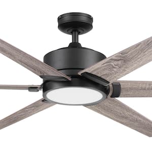Talbert 62 in. Indoor Matte Black Ceiling Fan Color Changing LED with Remote Control and Dual Finish Blades