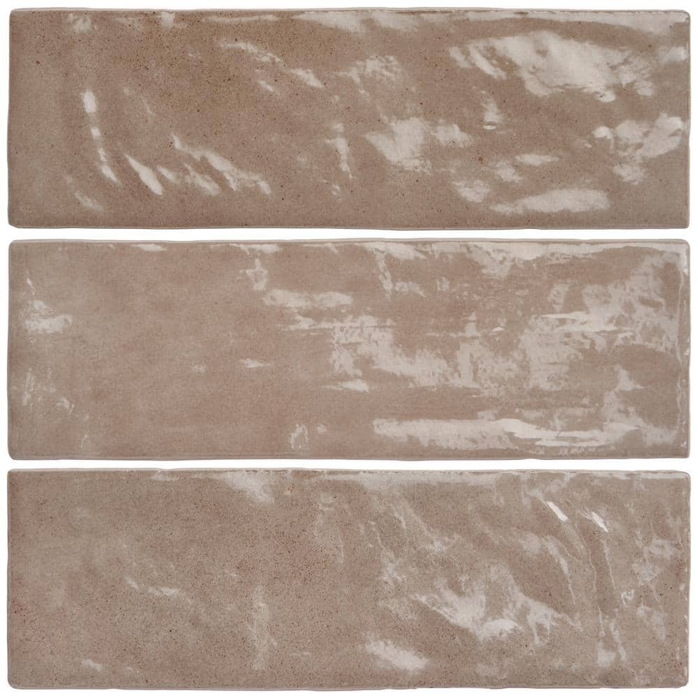 Karma 3" x 8" Brown Glazed Ceramic Subway Wall Tile
