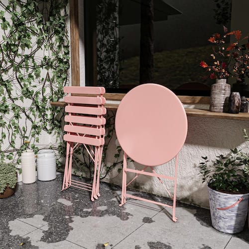 3-Piece Patio Metal Outdoor Bistro Set with Cushions for Patios