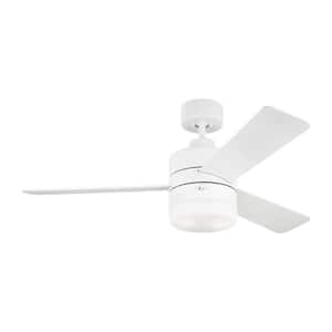 Era 44 in. Modern Matte White Ceiling Fan with White Blades, LED Light Kit and Wall Mount Control