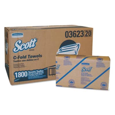 C-Fold White Paper Towels Convenience Pack 10 1/8 x 13 3/20 (200 Sheets per Pack, 9 Packs per Carton)